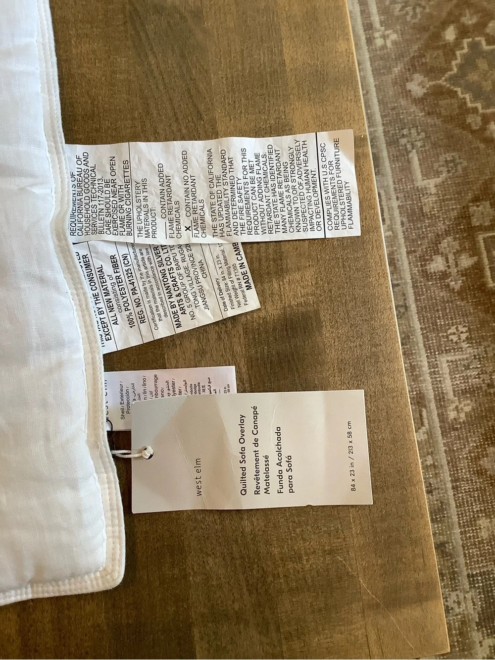 NWT West Elm quilted white sofa overlay ❤️❤️❤️❤️